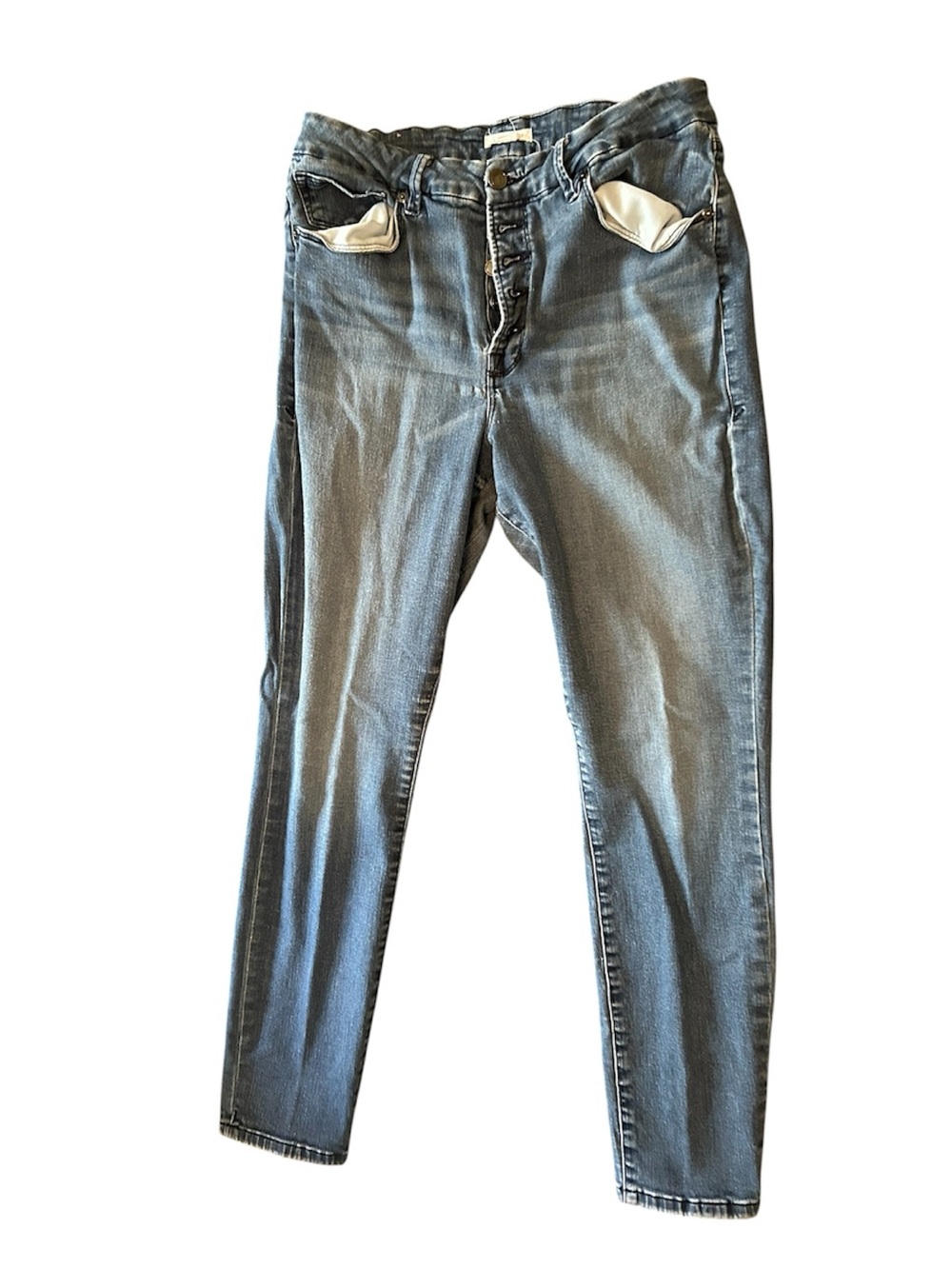 Good American Women’s Gray Button-Fly Skinny Jeans Size 14
